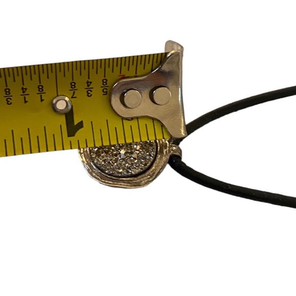 Vintage Didae Israel Sterling Modernist Druzy Quartz Pendant Necklace leather 8" - Picture 12 of 13